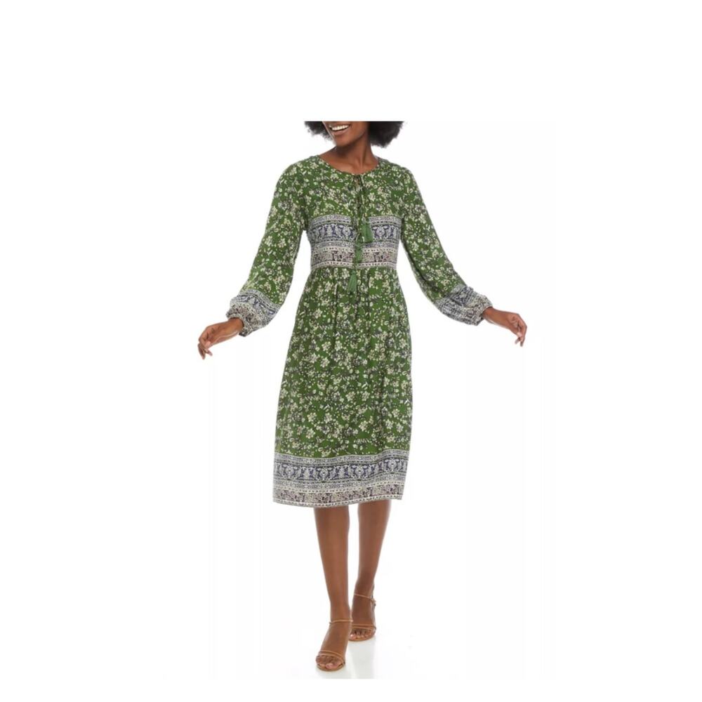 Luxology Women's Boho Border Midi Dress Size XL